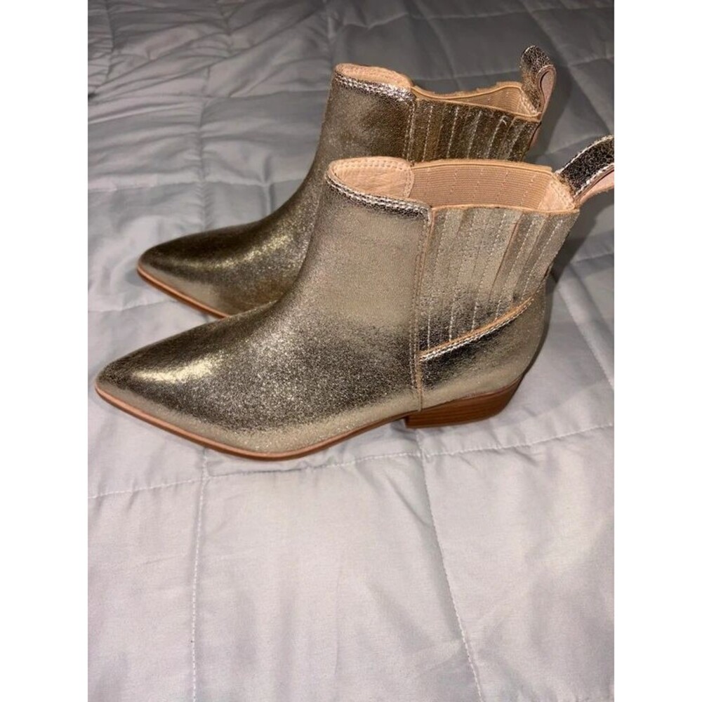 New Frankie4 Nina Gold Ankle Boots Sz 7.5